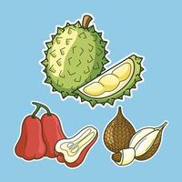 Fresh Colorful Tropical Exotic Fruits Sliced vector