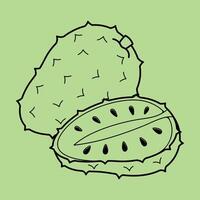 Line Art Outline Slice Tropical Exotic Fruits vector