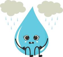 Cute Cartoon Water Drop Character. Illustration Isolated on White Background. vector