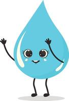 Cute Cartoon Water Drop Character. Illustration Isolated on White Background. vector