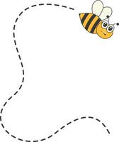 Bee Character Flying on a Dotted Path in Cartoon Design Style. Isolated on White Background vector