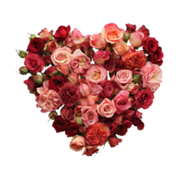 Beautiful Heart Made with flowers on Transparent Background png