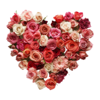 Beautiful Heart Made with flowers on Transparent Background png