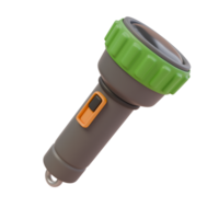 3d render illustration of flashlight. Camping essentials, battery powered lantern. Isolated object png