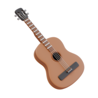 3d render illustration of acoustic guitar. Spanish musical instrument. Wooden song instument. Isolated object png