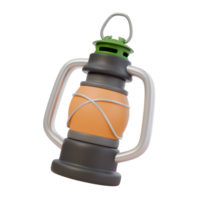 3d render illustration of kerosene lantern. Camping, travel and adventure concept. Isolated object png