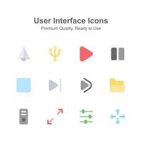 Pixel perfect user interface icons set, isolated on white background vector