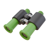 3d render illustration of binoculars. Camping tool, hiking and tourism concept. Isolated object png