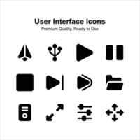 Pixel perfect user interface icons set, isolated on white background vector