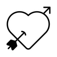 Arrow passing heart showing love cupid icon vector