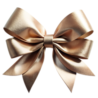 metallic champagne color ribbon bow isolated on background png