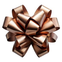 metallic brown ribbon bow isolated on background png