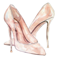 Watercolor High Heel Shoes Illustration Fashion Art with Nude Pumps Stylish Watercolor Drawing for Fashion Blogs and Boutique Decor png