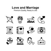 Love and marriage icons set ready for premium use, easy to use and download vector