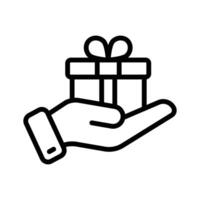 regalo caja en mano demostración concepto icono de dando regalo, Listo a utilizar vector