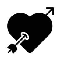 Arrow passing heart showing love cupid icon vector