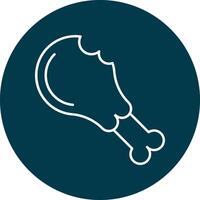 Chicken Leg Line Circle Icon Design vector
