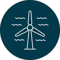 Wind Turbine Line Circle Icon Design vector
