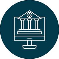 Online Banking Line Circle Icon Design vector