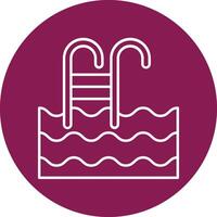 Swimming Pool Line Circle Icon Design vector