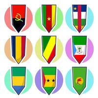 Central african countries flags. Flags element design, travel symbols, landmark symbols, geography and map flags emblem. vector