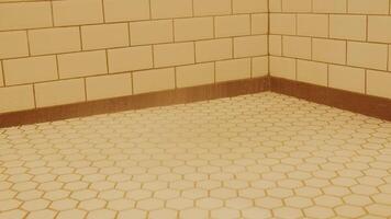 Empty tiled corner with hexagonal floor tiles video