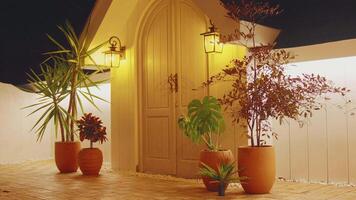 Warmly Lit Home Entrance at Night video