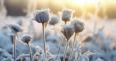 Discovering the Silent Beauty of Wild Flowers Blanketed in Ice photo