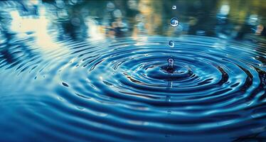 Serene water ripple effect captured in deep blue tranquility. photo