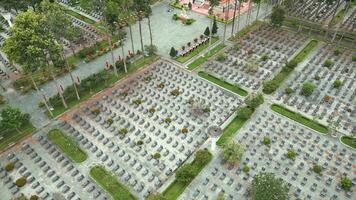 Aerial view of war cemetery in Cu Chi, Vietnam. video