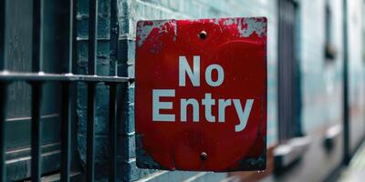Sign saying No Entry close-up. photo