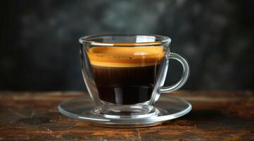 Glass cup with espresso coffee. photo