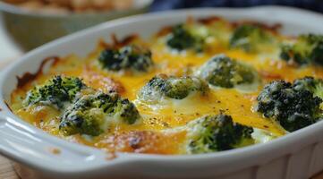 A deliciously baked dish with broccoli, eggs, and cheese, perfect for a wholesome meal photo