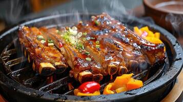 Glazed pork ribs with pumpkin, ideal for a gourmet meal photo