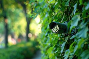 Security camera scanning the street or private house. photo