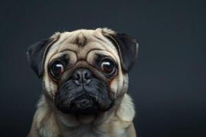 Little pug puppy dog laying head on floor photo