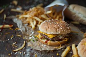 Delicious burger with cheese photo