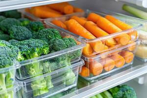 Organized refrigerator with fresh produce photo