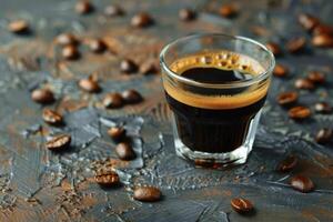 Glass cup with espresso coffee. photo