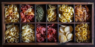 A set of pasta in a box. photo