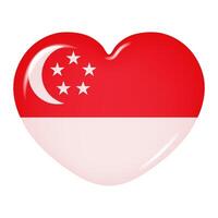 3D heart in the color of the Singapore flag, isolated on a transparent background. Singapore flag icon vector