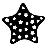 Starry night sky contained within larger star shape. Black star filled with smaller white stars creating a pattern. Hand drawn trendy flat style isolated on white. Stars silhouette illustration vector