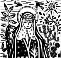 Our Lady. Brazilian cordel style. Northeast woodcut style. Virgin Mary vector