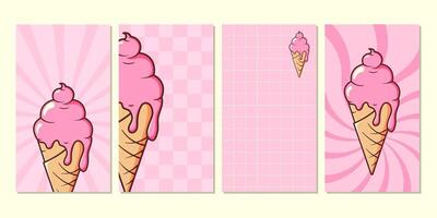 Retro Ice cream background. Pink background for advertising in stories. illustration with copy space for text vector