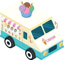 Ice Cream Truck Isometric View vector