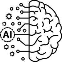 fusionando mentes humano y ai cerebro vector