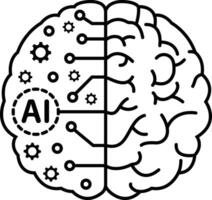 Human and AI Brain Icon vector