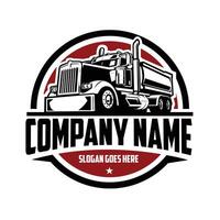 Trucking company badge circle emblem ready made logo template set isolated vector