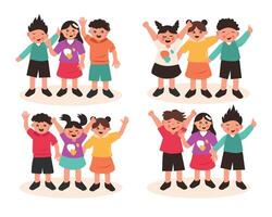 Cute children character collection in flat design vector