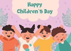 Hand drawn flat world children's day background. illustration vector